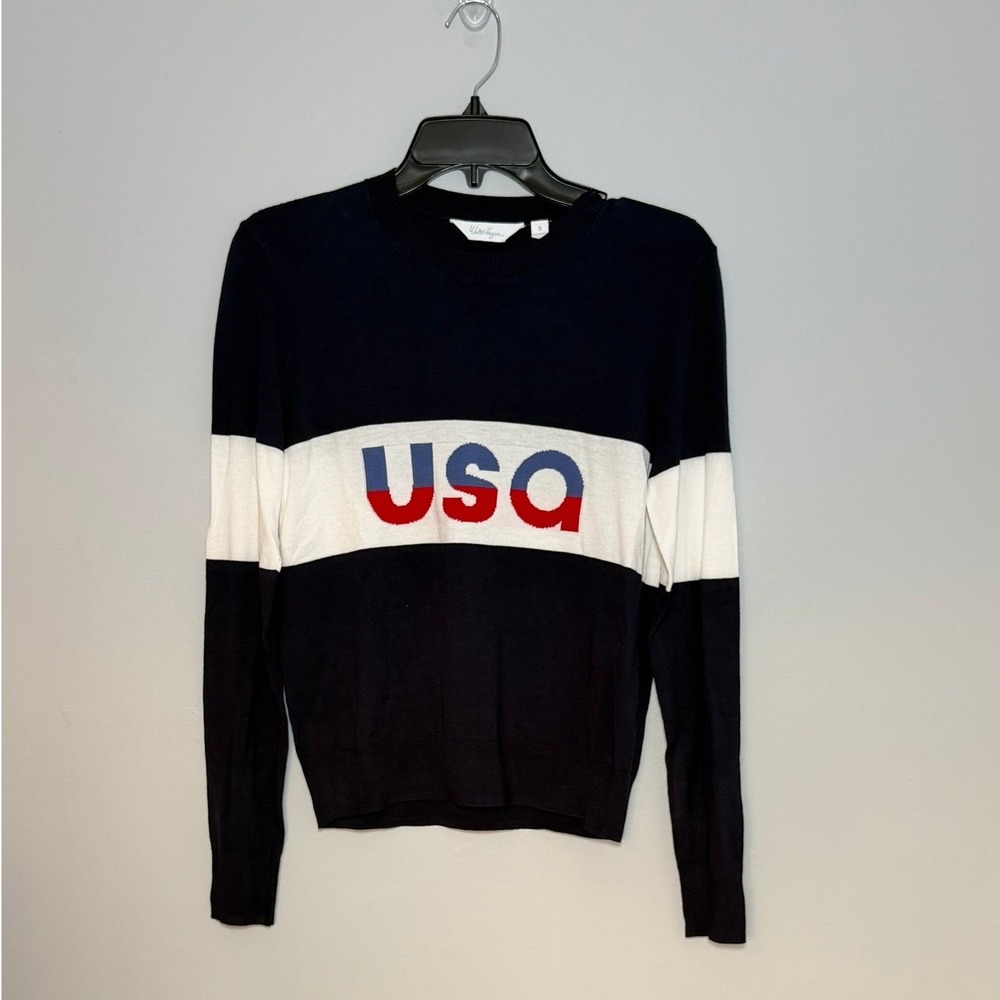 Walter Hagen Women's USA Navy White Stripe Lightweight Golf Sweater S